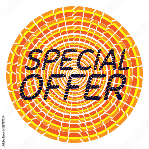 Special offer tag. Orange sticker. Icon for sale. photo