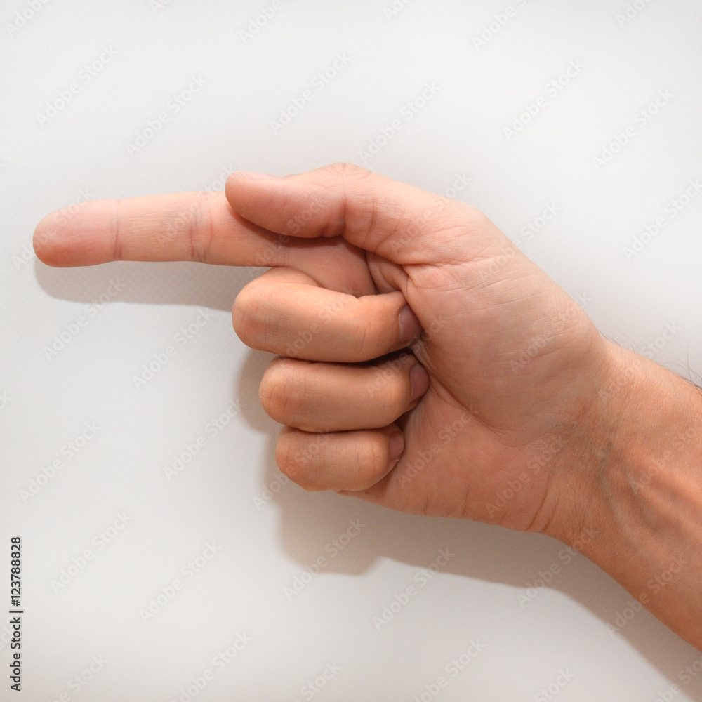 Letter G in American Sign Language (ASL) for deaf people Letter G in American Sign Language (ASL) for deaf people
