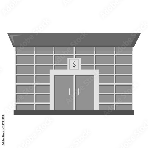 Bank icon monochrome. Single building icon from the big city infrastructure monochrome.