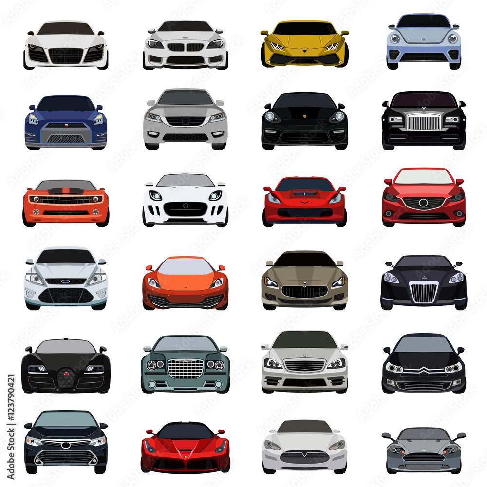 super car flat icons set super car flat icons set