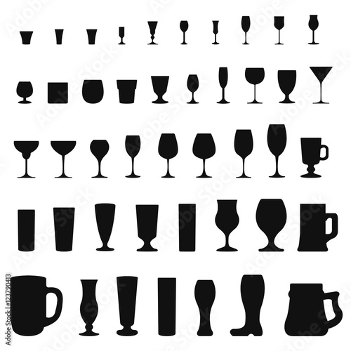 glass and wineglass icon set
