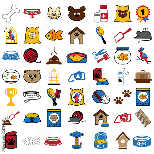 pets icons set