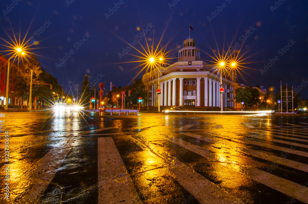 Кемерово Kemerovo city night view in raining