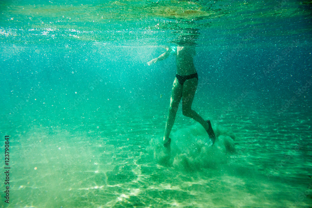 Fototapeta premium Underwater texture and fauna in Ionian sea, Zakynthos, Greece