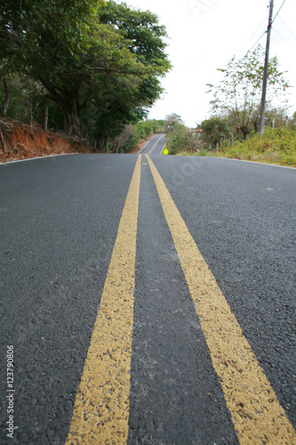 ligne jaune double route du costa rica photo