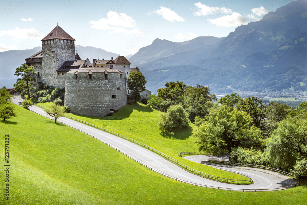 Naklejka premium Medieval castle in Vaduz, Liechtenstein