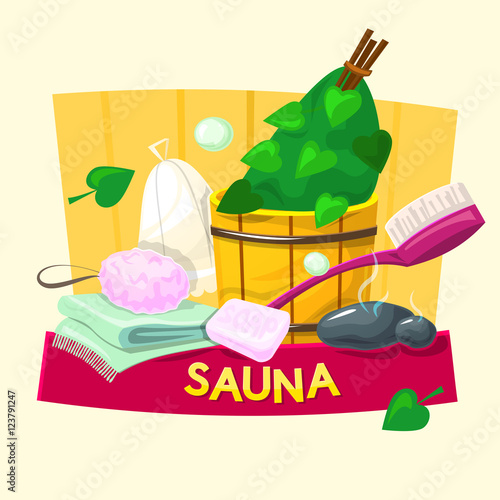 Sauna concept design, vector illustration