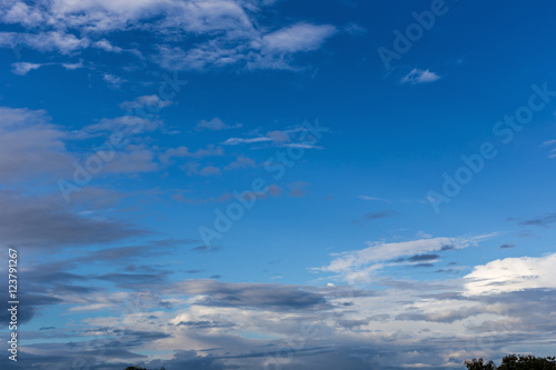 Blue sky with clouds.