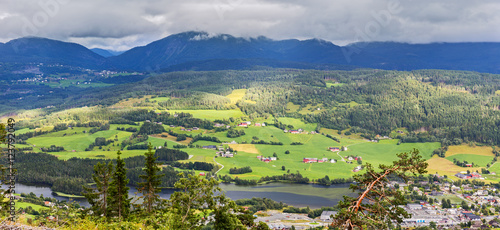 Arerial panoramic view of Voss, Hordaland, Norway photo