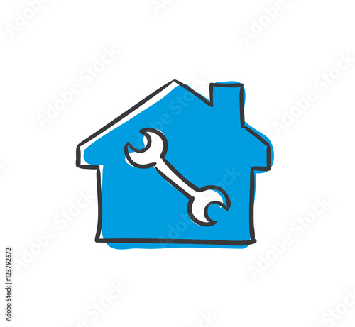 Stick Figure Series Icon / Haus Reparatur