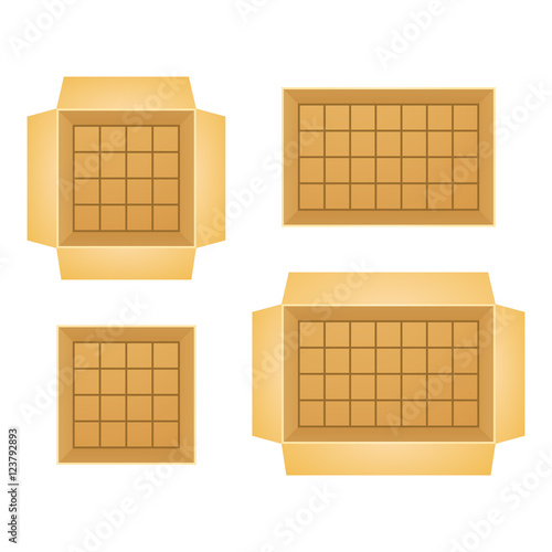 Set of open boxes vector illustration