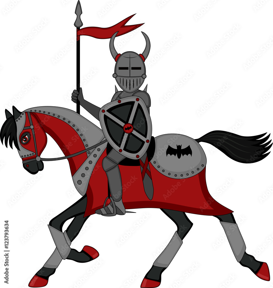 Fototapeta premium black warrior knight on a stallion