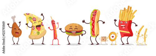 Set of Fast Food Products Vector in Flat Design