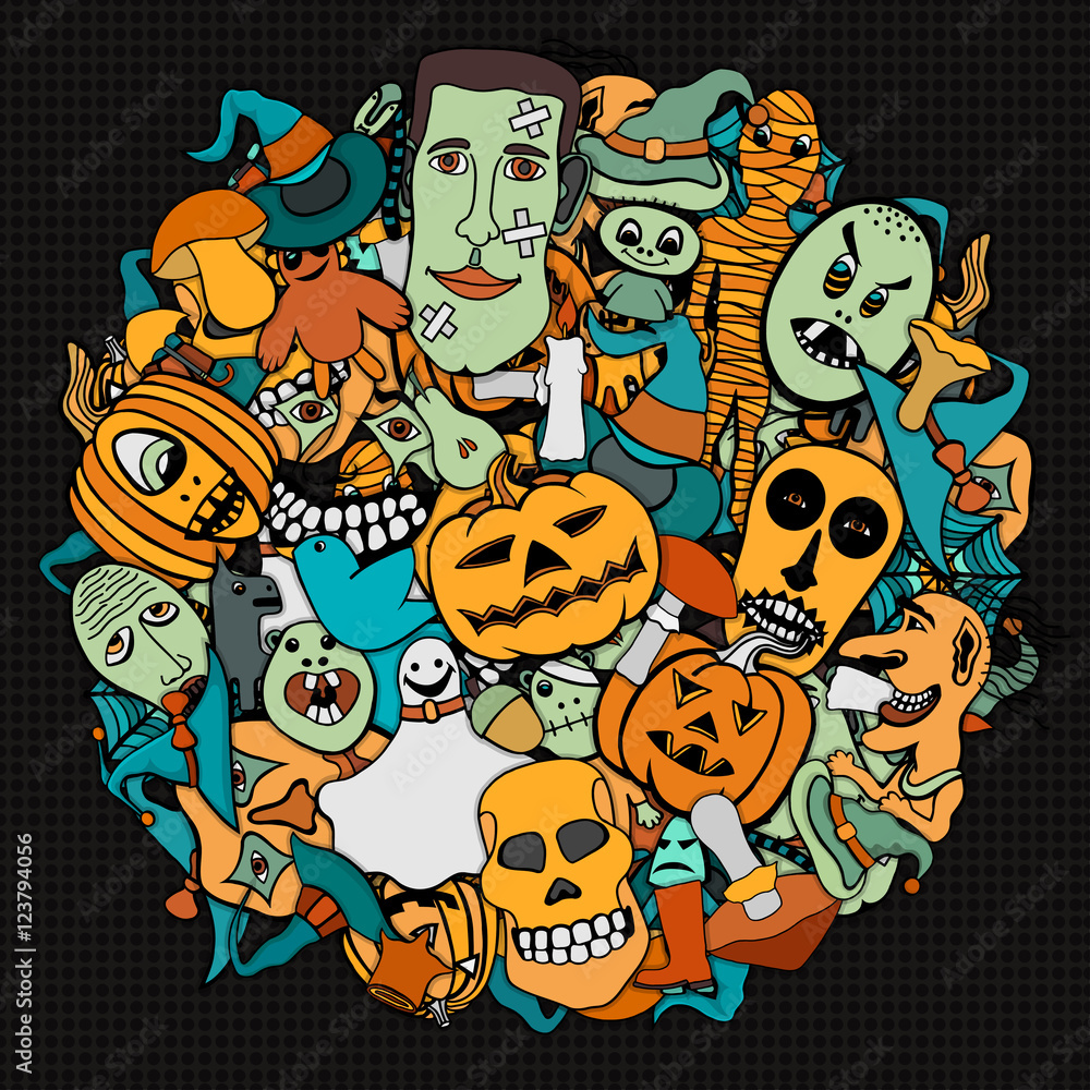 Halloween round illustration.