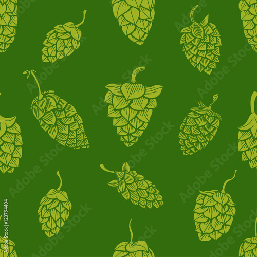 pattern with green hops