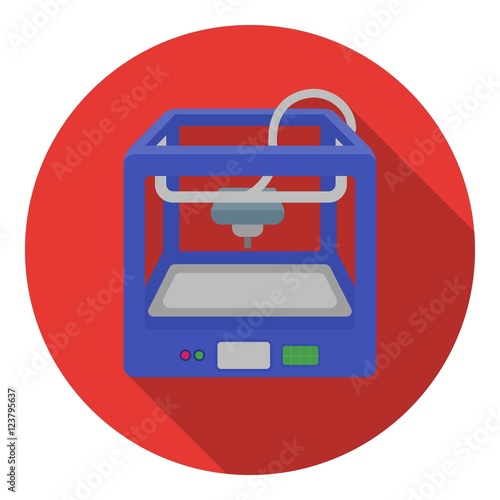 3D Printer in flat style isolated on white background. Typography symbol stock vector illustration.