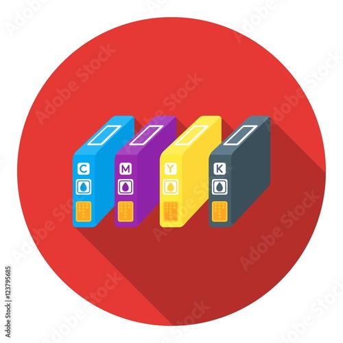 Ink cartridges in flat style isolated on white background. Typography symbol stock vector illustration.