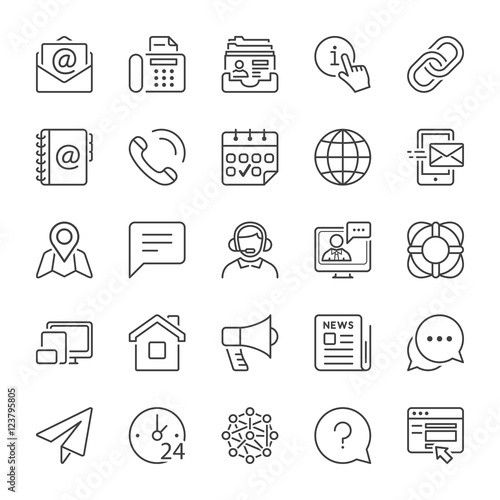 basic contact and communication line icons