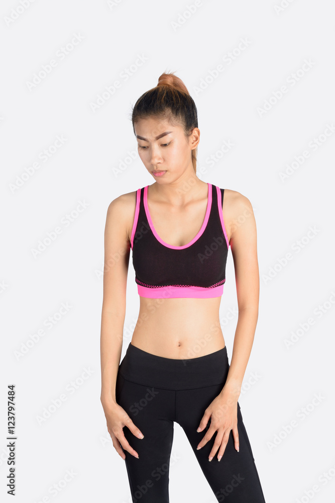 Asian fitness woman model standing.