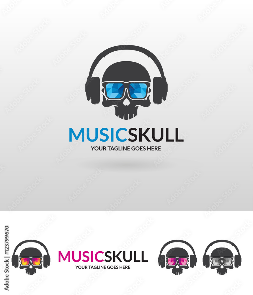 Music skull logo. Studio logo Stock Vector | Adobe Stock