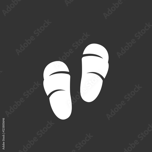 Slippers logo. Vector icon on black background