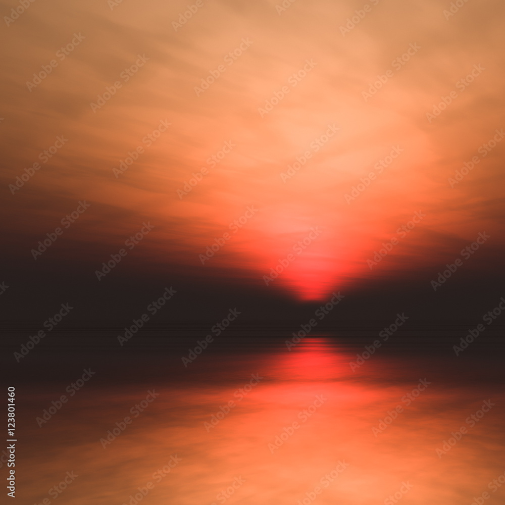 Sun low in horizon over water