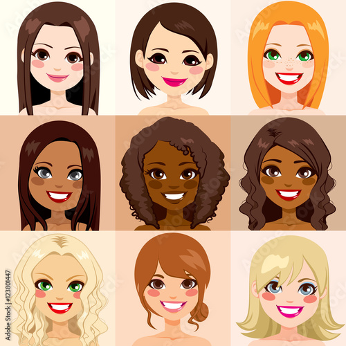 Group of diversity women with different skin color