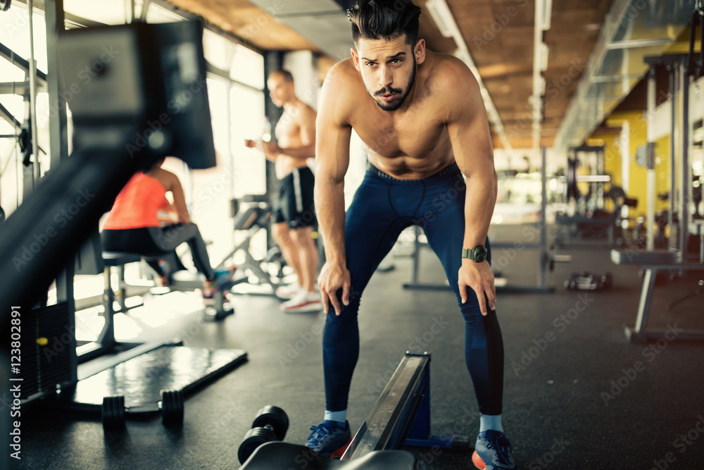 Determined bodybuilder in gym Determined bodybuilder in gym