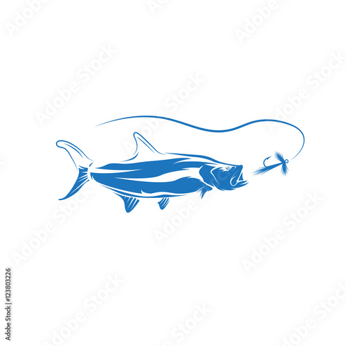 tarpon fish and lure vector design illustration