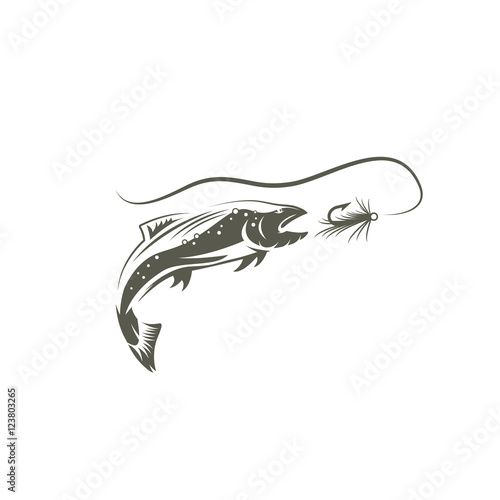 salmon fish and lure vector design template
