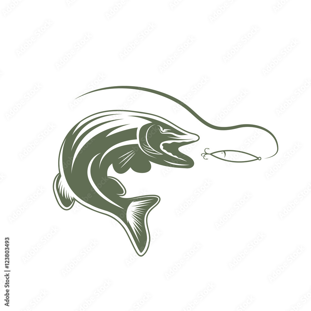 Obraz premium pike and lure vector design template illustration