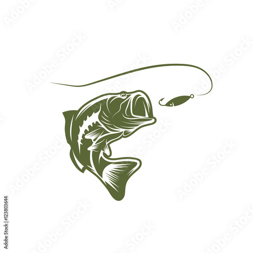 largemouth bass and lure vector design template