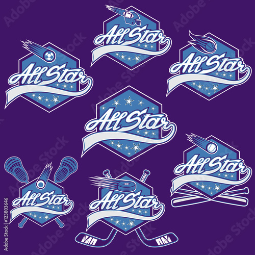 set of vintage sports all star crests