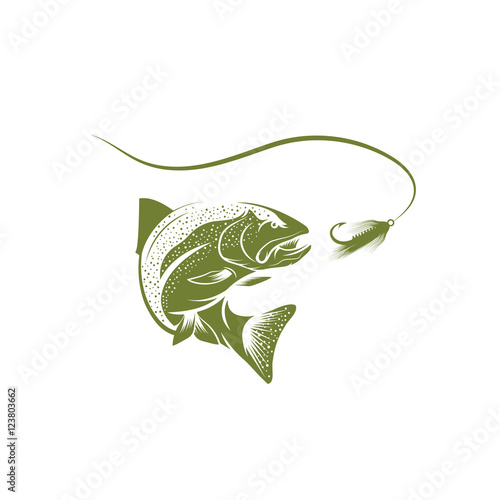 trout fish and lure vector design template