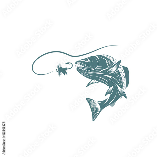 salmon fish and lure vector design template