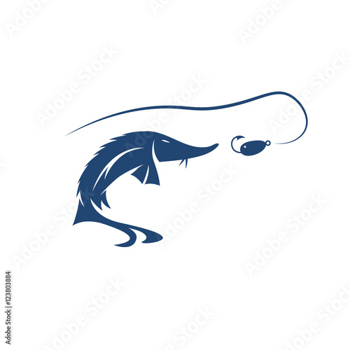 sturgeon fish and lure vector design template photo