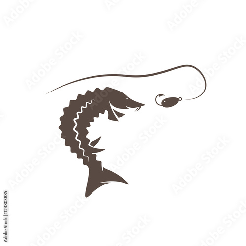 sturgeon fish and lure vector design template photo
