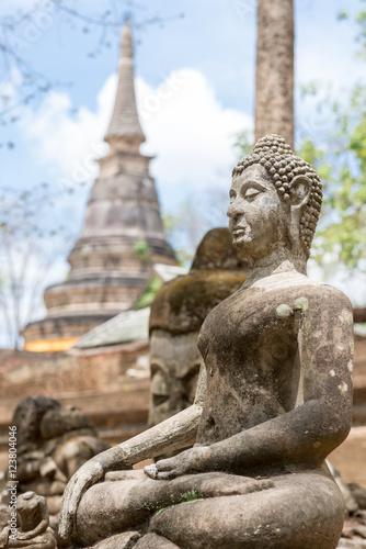 Buddha statue long history thai temple  travel in Thailand  Wat