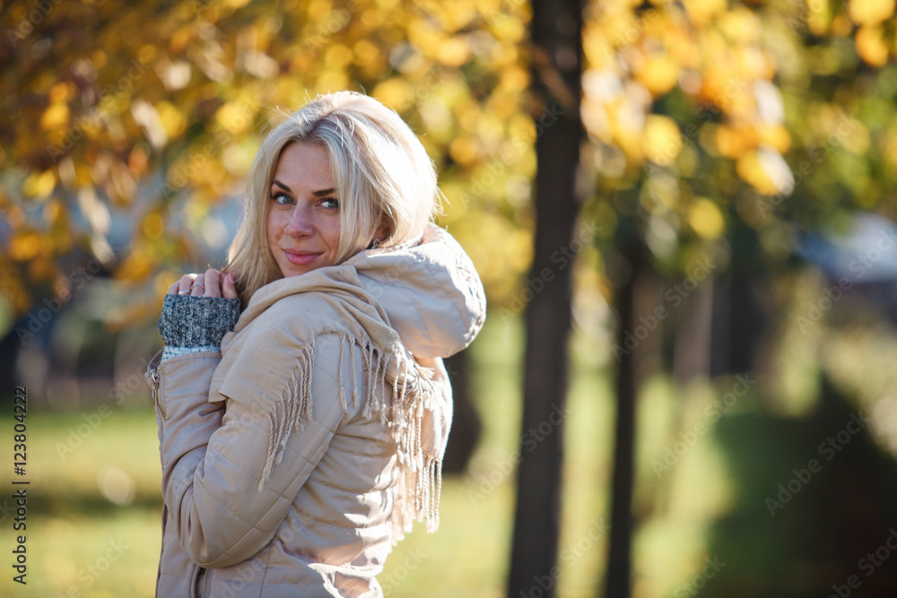 Beautiful girl on a sunny autumn day Beautiful girl on a sunny autumn day