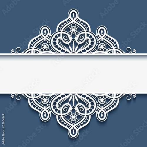 Ornamental paper frame with lace border