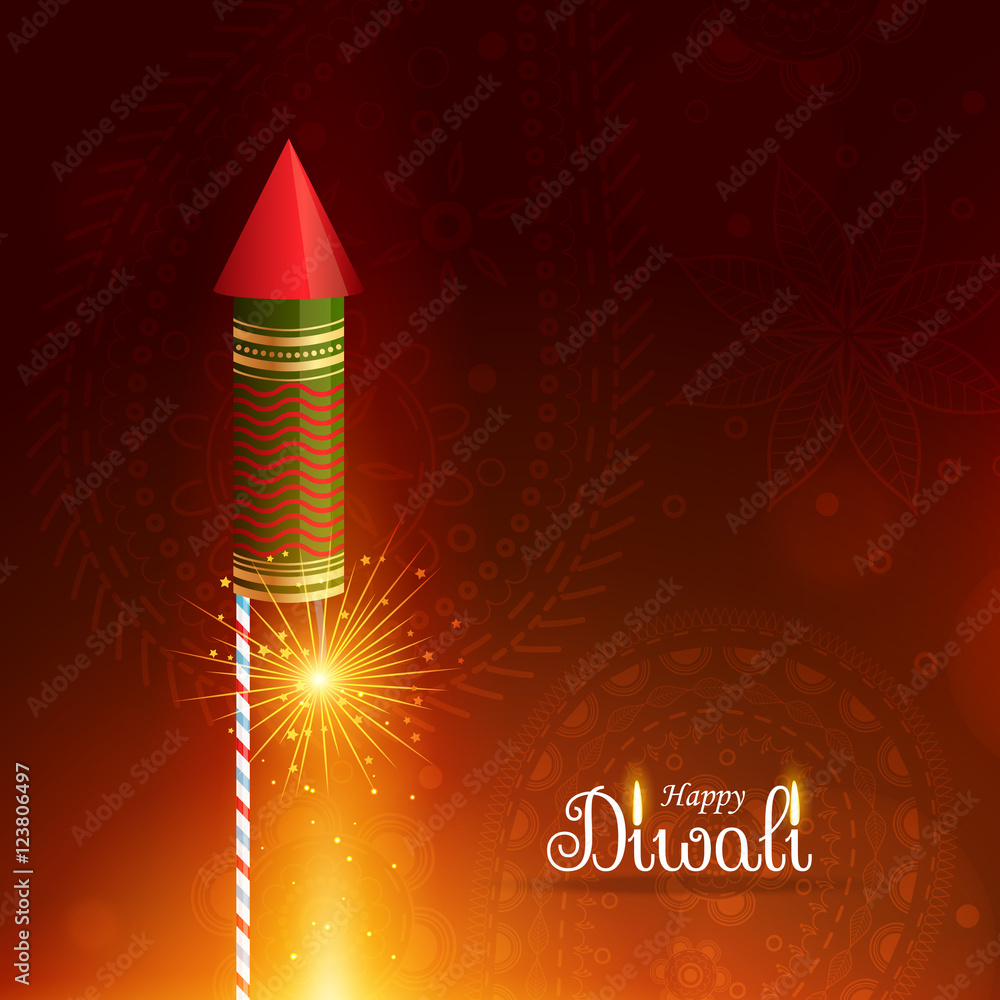 happy diwali greeting background with flying rocket cracker happy diwali greeting background with flying rocket cracker