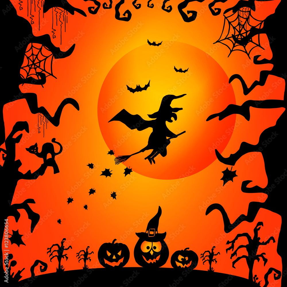 Art card for Happy Halloween.Design template for flyers, posters