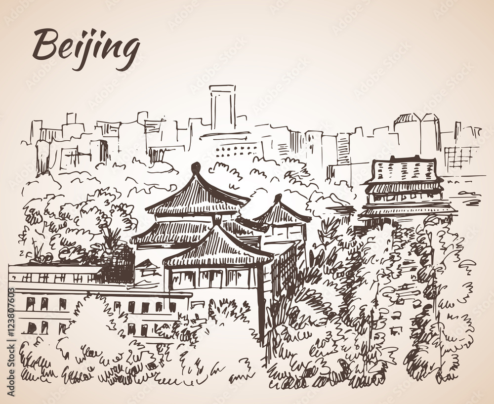 Beijing skyscraper. Sketch.