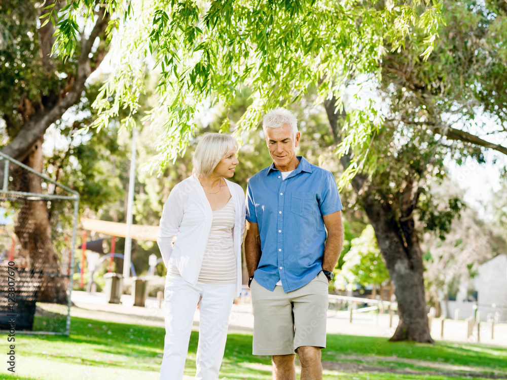 Senior couple relaxing in park