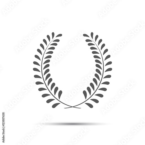 Simple laurel wreath icon, twig with leaves, vector illustration