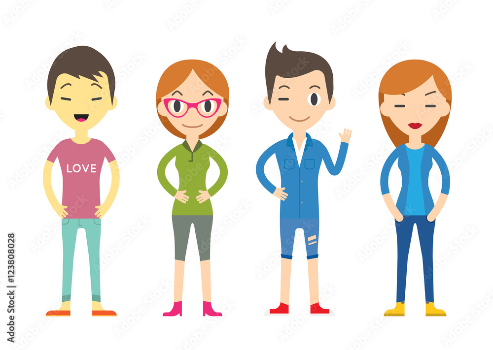 Diverse Vector People Set. Men and women, Different poses. Flat Diverse Vector People Set. Men and women, Different poses. Flat