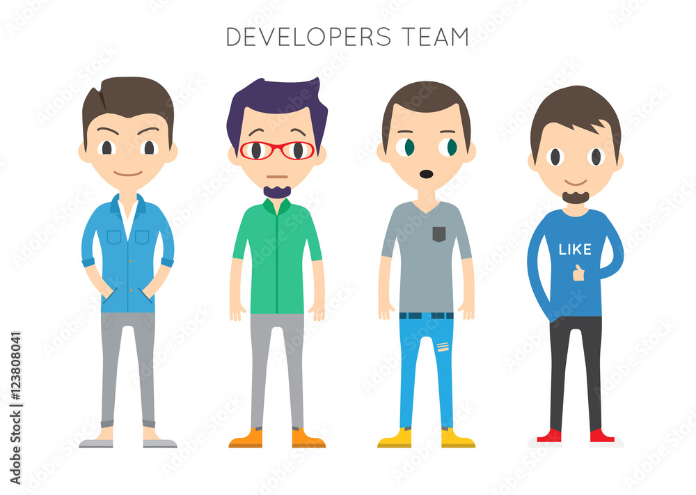 Diverse Vector People Set. Men, Different poses. Flat Cartoon St Diverse Vector People Set. Men, Different poses. Flat Cartoon St