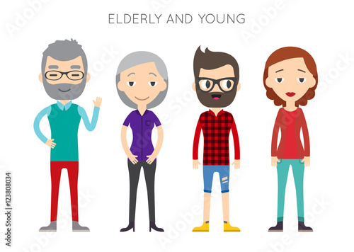 Diverse Vector People Set. Men and women, Different poses. Flat