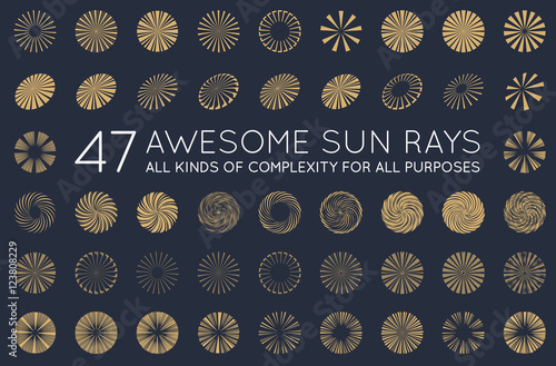 Set of Sunburst Vector Rays of Sun