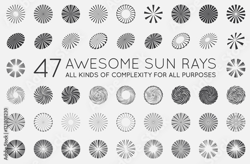 Set of Sunburst Vector Rays of Sun